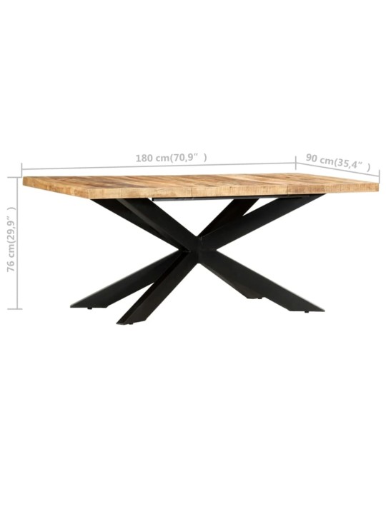 Jídelní stůl 180 x 90 x 76 cm masivní hrubé mangovníkové dřevo