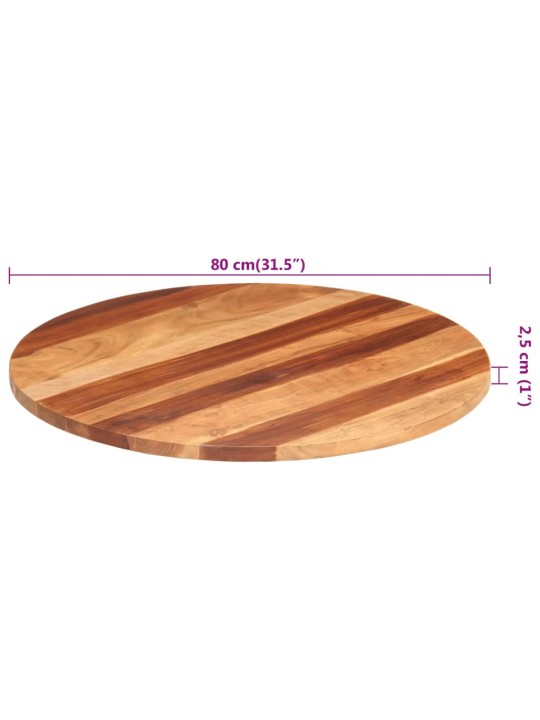 Stolní deska masivní akáciové dřevo kulatá 25–27 mm 80 cm