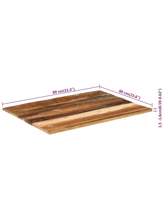Obdélníková stolní deska 60 × 80 cm 15–16 mm recyklované dřevo