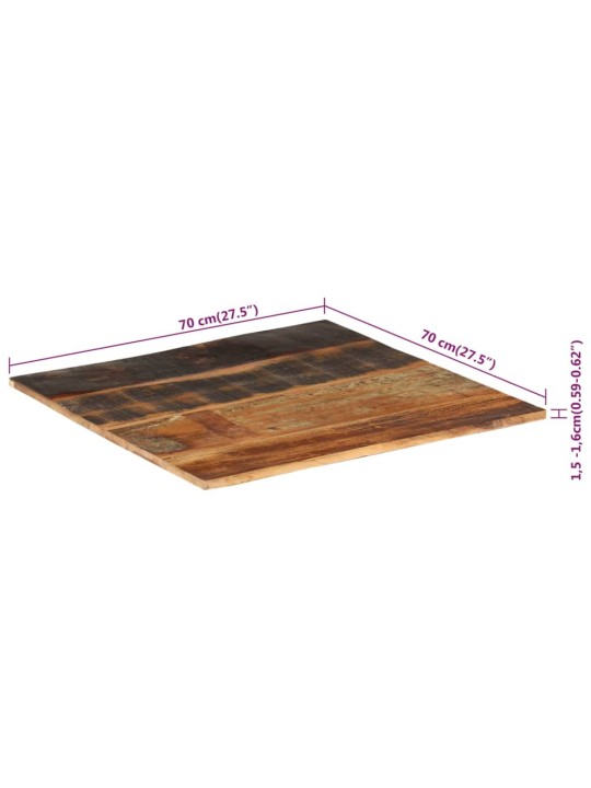 Čtvercová stolní deska 70 x 70 cm 15–16 mm recyklované dřevo
