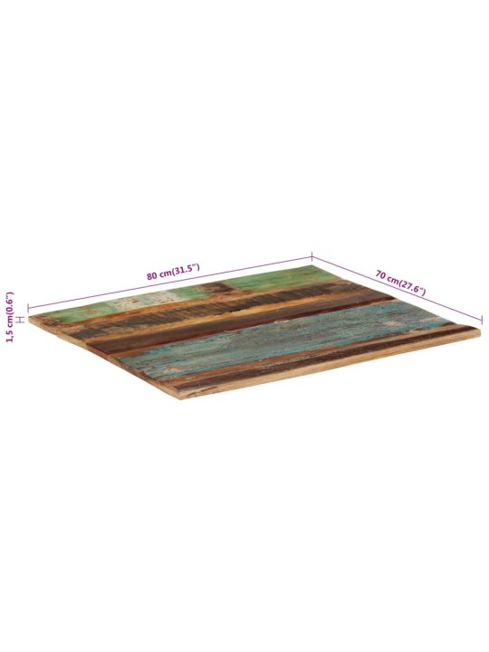 Obdélníková stolní deska 70 x 80 cm 15–16 mm recyklované dřevo