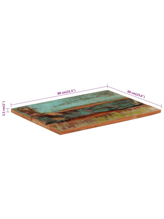 Obdélníková stolní deska 60 × 80 cm 25–27 mm recyklované dřevo
