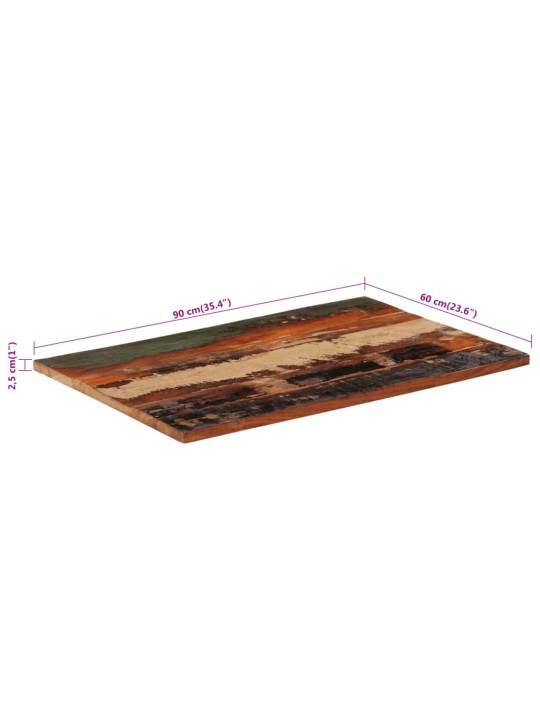 Obdélníková stolní deska 60×90 cm 25–27 mm recyklované dřevo