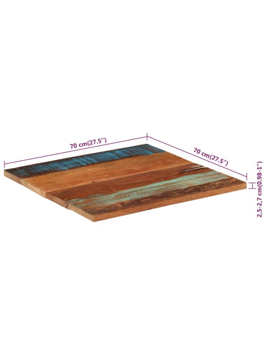 Stolní deska čtverec 70x70 cm 25–27mm masivní recyklované dřevo