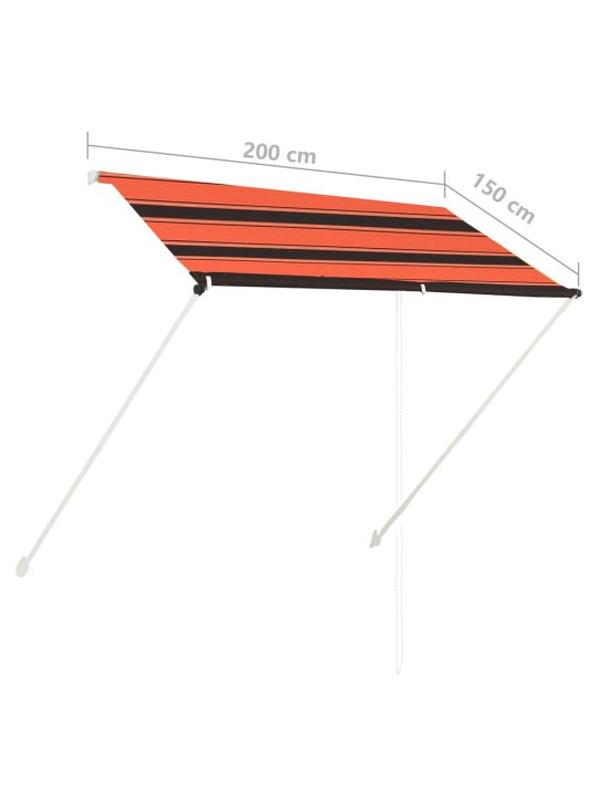 Zatahovací markýza 200 x 150 cm oranžovo-hnědá