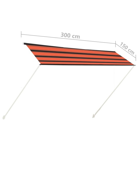 Zatahovací markýza 300 x 150 cm oranžovo-hnědá