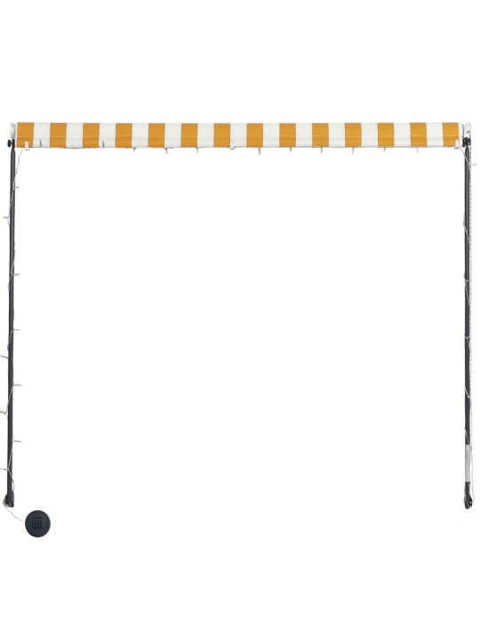 Zatahovací markýza s LED světlem 250 x 150 cm žlutobílá