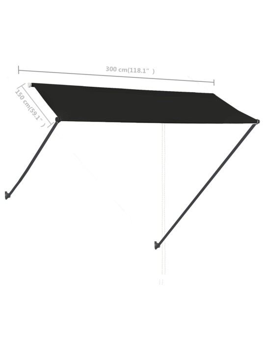 Zatahovací markýza s LED světlem 300 x 150 cm antracitová