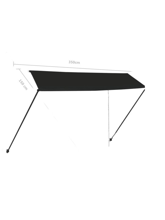 Zatahovací markýza s LED světlem 350 x 150 cm antracitová
