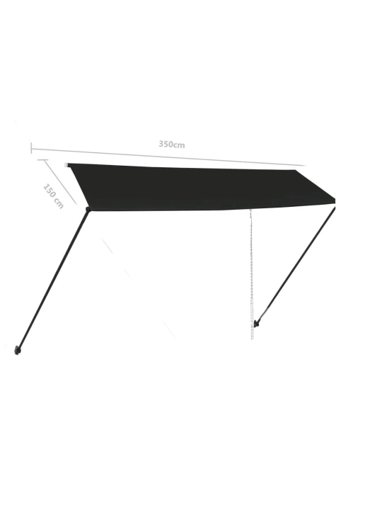 Zatahovací markýza s LED světlem 350 x 150 cm antracitová