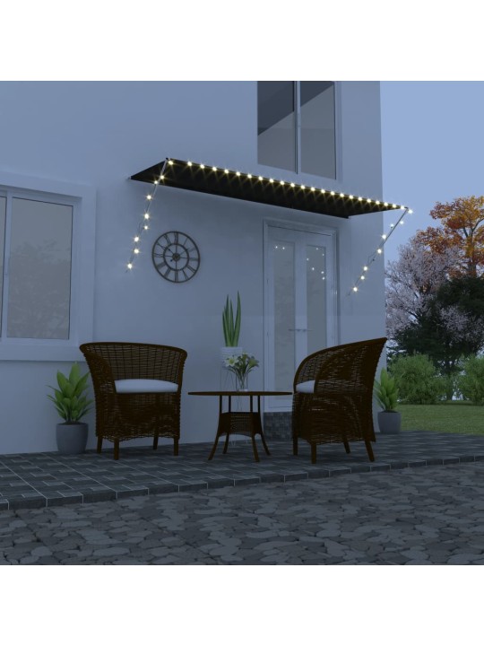 Zatahovací markýza s LED světlem 350 x 150 cm antracitová
