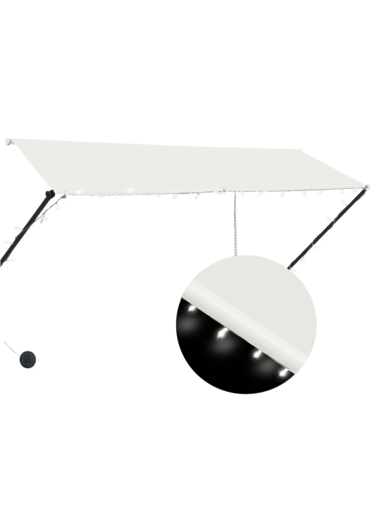 Zatahovací markýza s LED světlem 300 x 150 cm krémová