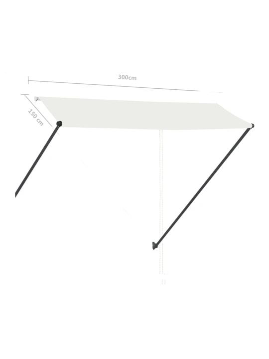 Zatahovací markýza s LED světlem 300 x 150 cm krémová
