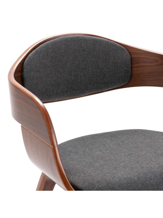 Jídelní židle 2 ks ohýbané dřevo a šedý textil