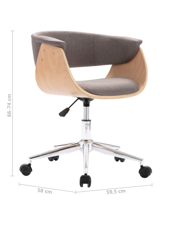 Otočná jídelní židle taupe ohýbané dřevo a textil