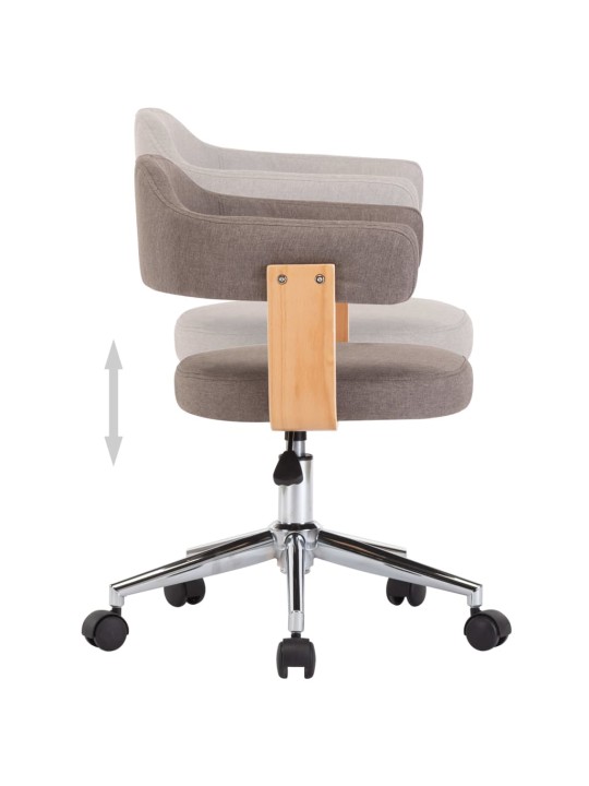 Otočná jídelní židle taupe ohýbané dřevo a textil