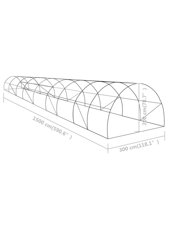 Fóliovník 45 m² 15 x 3 x 2 m