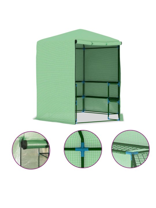 Skleník s policemi ocel 227 x 223 cm