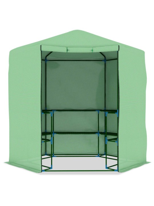 Skleník s policemi ocel 227 x 223 cm