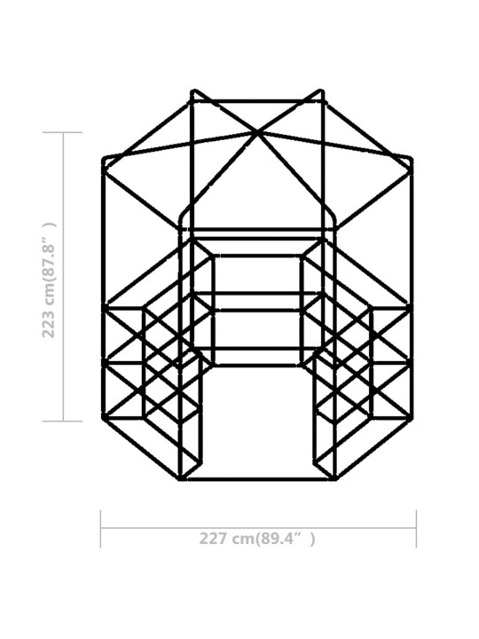 Skleník s policemi ocel 227 x 223 cm