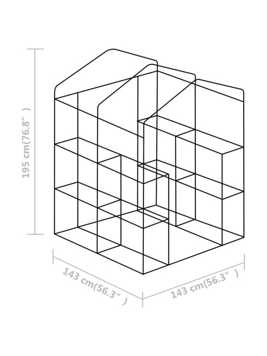 Skleník s policemi ocel 143 x 143 x 195 cm