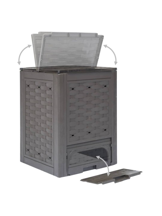 Zahradní kompostéry 2 ks hnědé 60x60x83 cm 600 l plast ratan