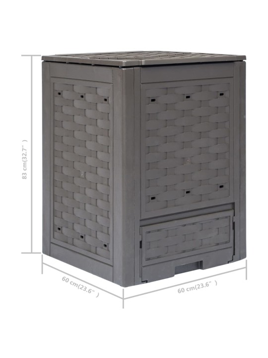 Zahradní kompostéry 2 ks hnědé 60x60x83 cm 600 l plast ratan