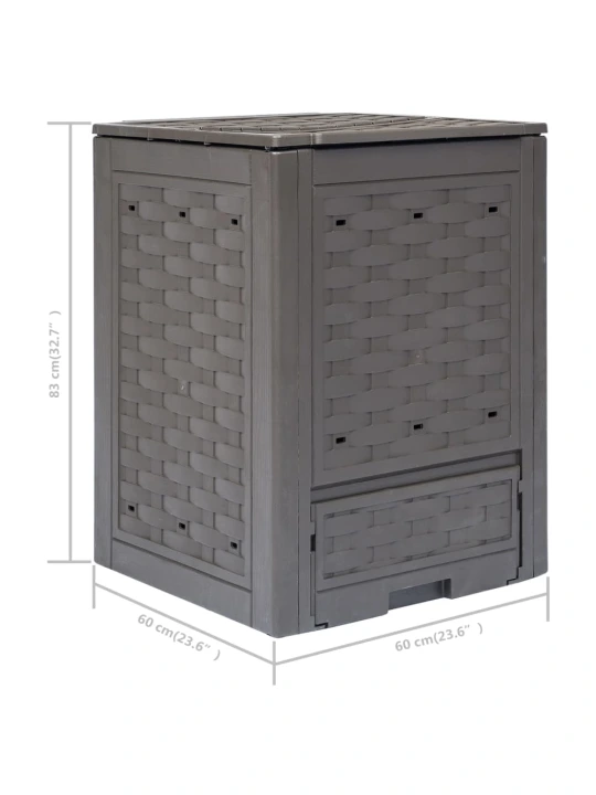 Zahradní kompostéry 2 ks hnědé 60x60x83 cm 600 l plast ratan