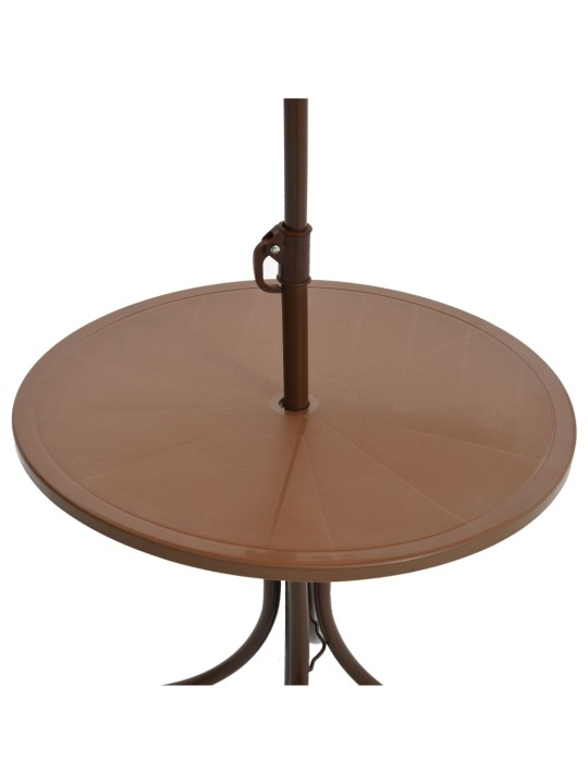 3dílný dětský zahradní bistro set se slunečníkem hnědý