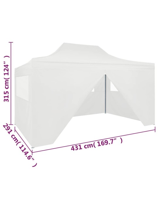 Skládací party stan se 3 stěnami 3 x 4,5 m bílý