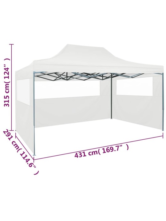 Skládací party stan se 3 stěnami 3 x 4,5 m bílý