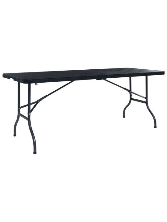 Skládací zahradní stůl černý 180x75x72 cm hdpe imatace ratan