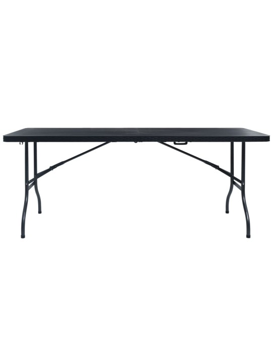 Skládací zahradní stůl černý 180x75x72 cm hdpe imatace ratan
