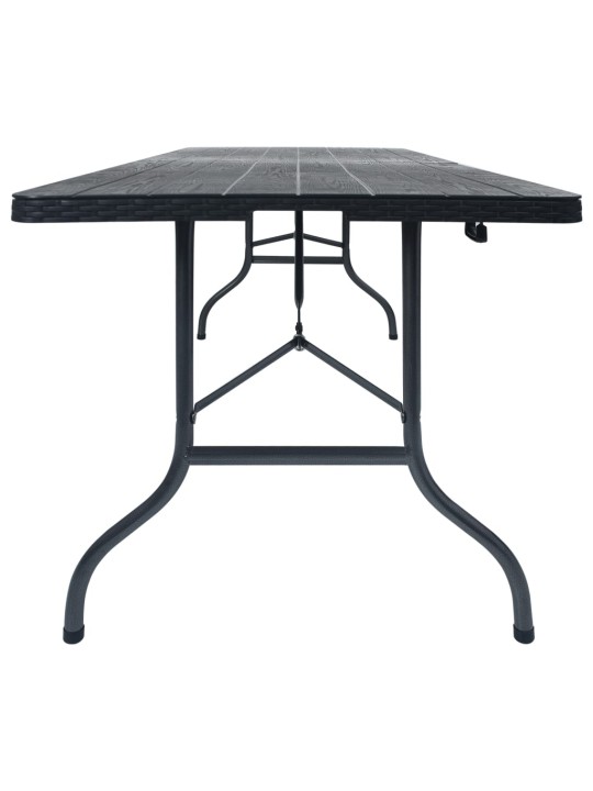 Skládací zahradní stůl černý 180x75x72 cm hdpe imatace ratan
