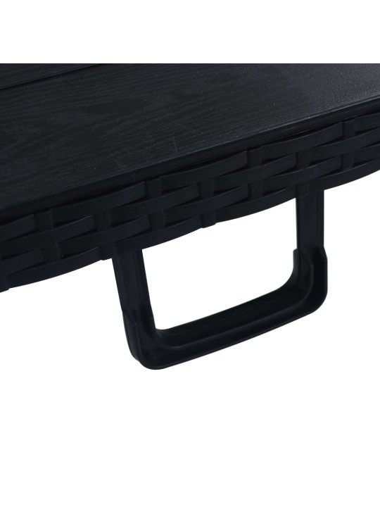 Skládací zahradní stůl černý 180x75x72 cm hdpe imatace ratan