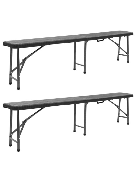 Skládací zahradní lavice 2 ks 180 cm hdpe černé