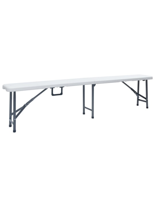 Skládací zahradní stůl se 2 lavicemi 180 cm ocel a hdpe bílý