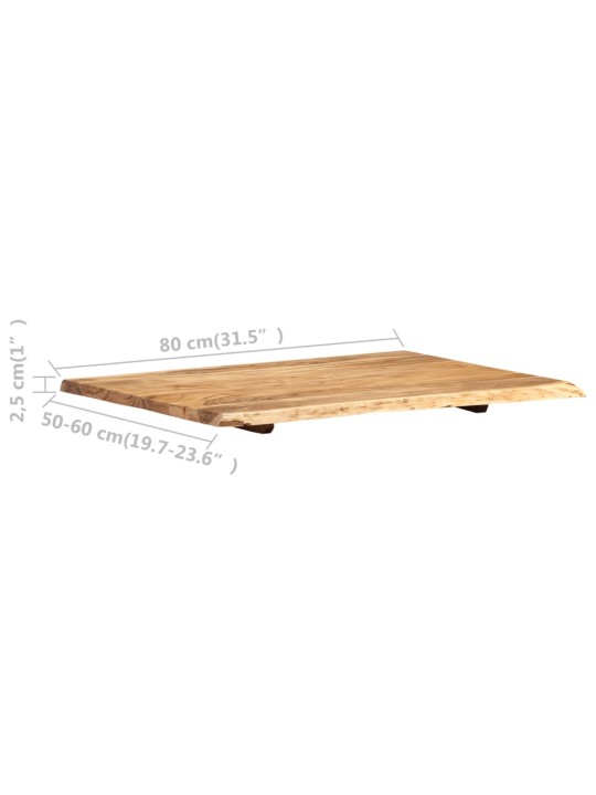 Stolní deska masivní akáciové dřevo 80 x (50–60) x 2,5 cm