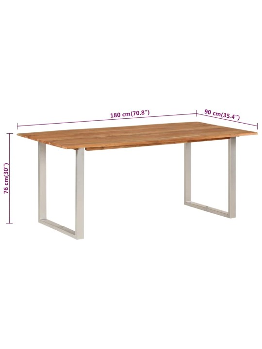Jídelní stůl 180 x 90 x 76 cm masivní akáciové dřevo