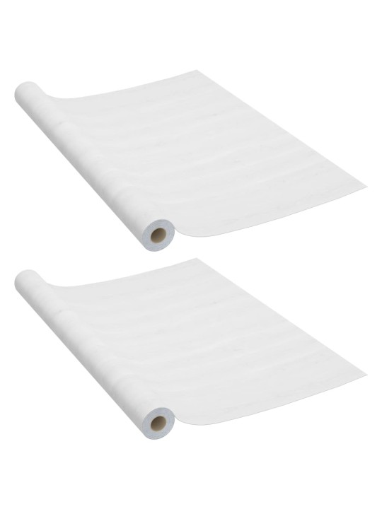 Samolepící tapety na dveře 2 ks bílé dřevo 210 x 90 cm PVC