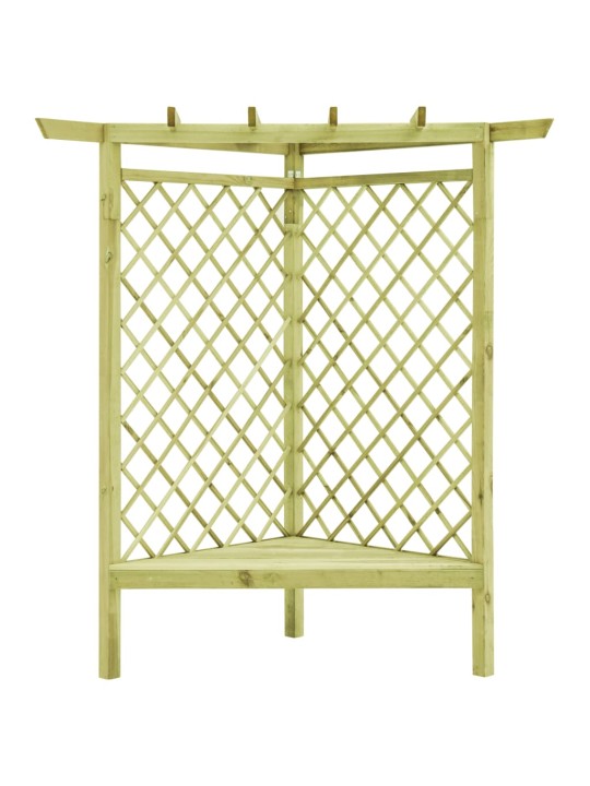 Rohová pergola s lavicí 130x130x197 cm impregnovaná borovice