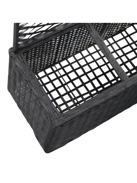 Vyvýšený záhon s treláží 3 květníky 83x30x130cm polyratan černý