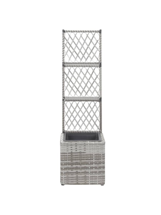 Vyvýšený záhon s treláží 1 květník 30x30x107 cm polyratan šedý