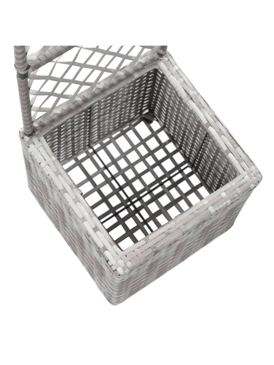 Vyvýšený záhon s treláží 1 květník 30x30x107 cm polyratan šedý