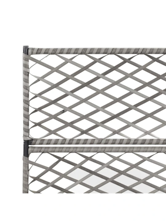 Vyvýšený záhon s treláží 3 květníky 83x30x130 cm polyratan šedý