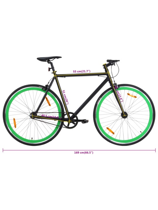Kolo s pevným převodem černé a zelené 700c 51 cm