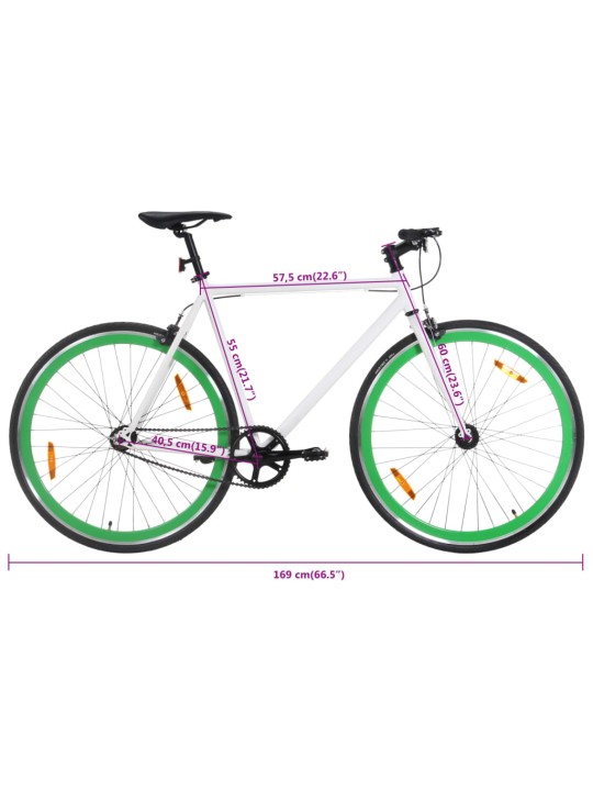 Kolo s pevným převodem bílé a zelené 700c 55 cm