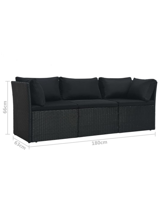 4dílná zahradní sedací souprava s poduškami polyratan černá