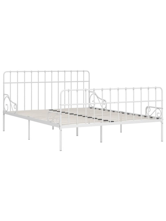 Rám postele s laťkovým roštem bílý kov 200 x 200 cm