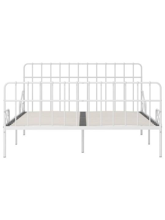 Rám postele s laťkovým roštem bílý kov 200 x 200 cm